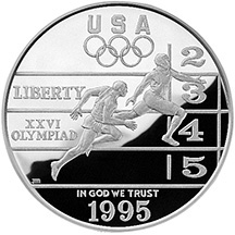 1995 Centennial Olympics Track & Field Silver Dollar Proof Obverse