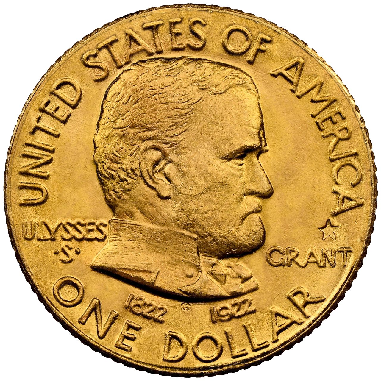 1922 Grant Commemorative Gold Dollar Obverse