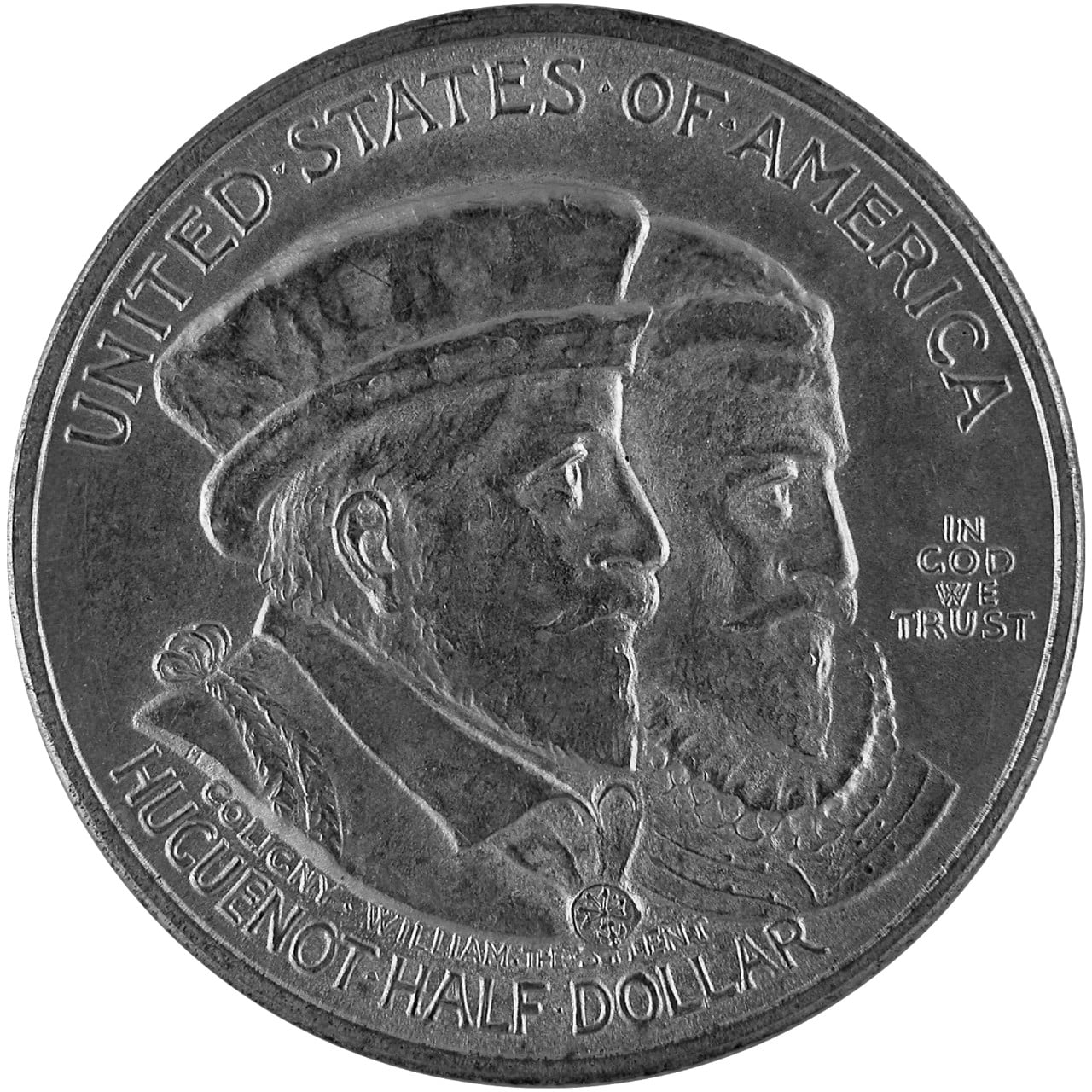 1924 Huguenot Walloon Tercentenary Silver Half Dollar Obverse