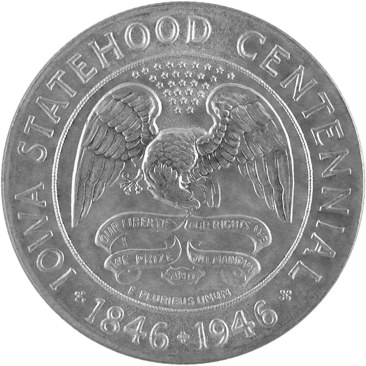 1946 Iowa Statehood Centennial Commemorative Silver Half Dollar Coin Reverse