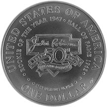 1997 Jackie Robinson Commemorative Silver Dollar Uncirculated Reverse