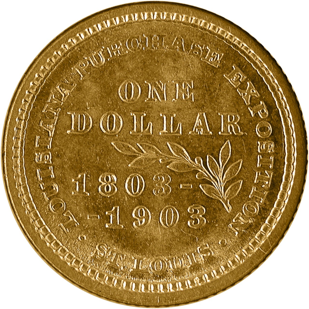 1903 Louisiana Purchase Exposition Thomas Jefferson Gold Dollar Reverse