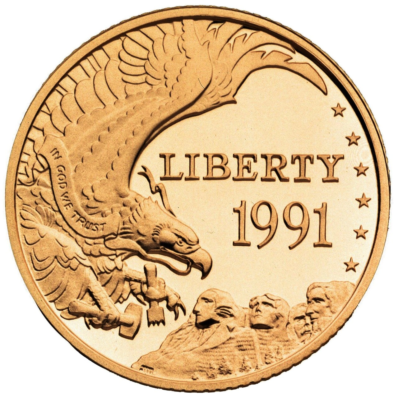 1991 Mount Rushmore Commemorative Gold Obverse
