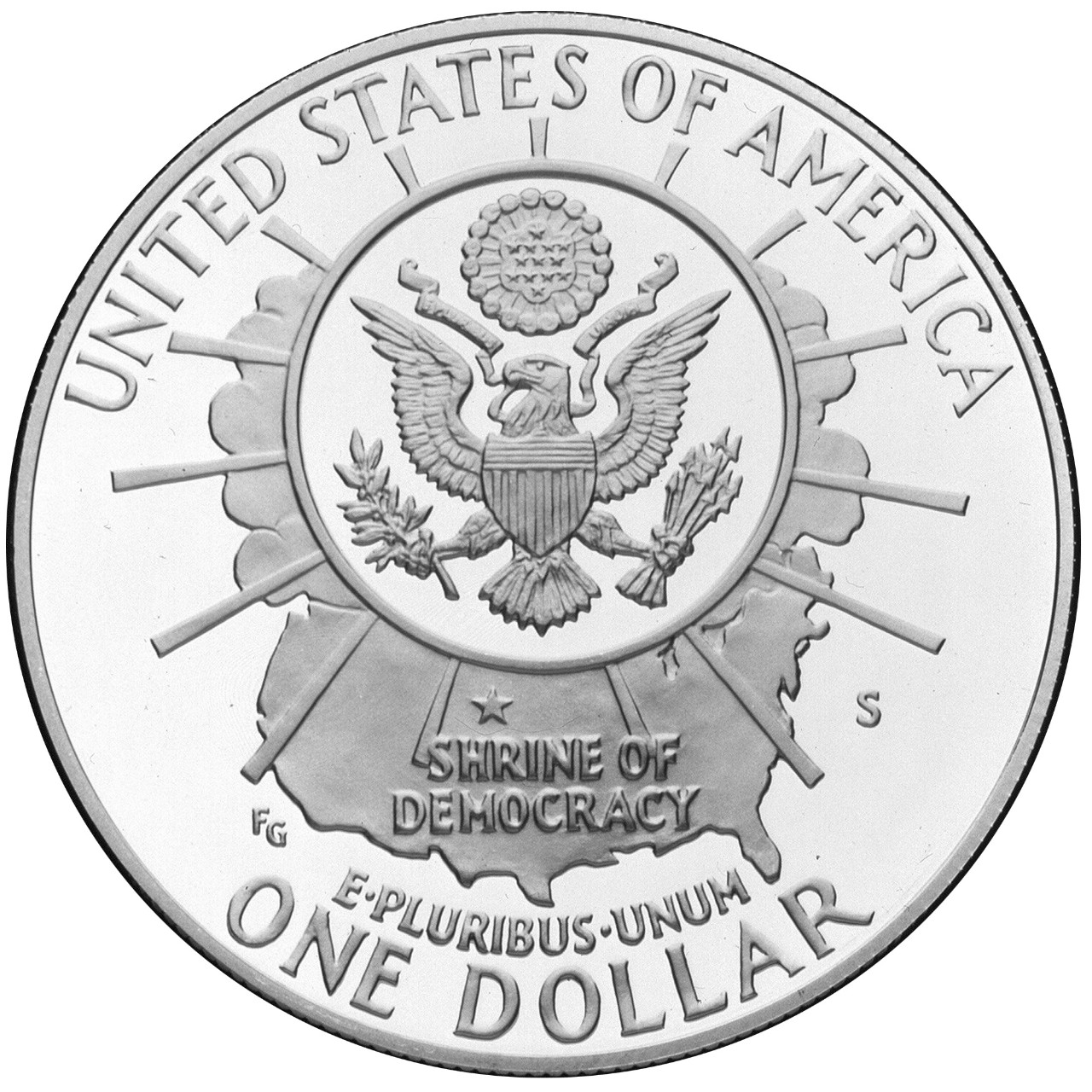 1991 Mount Rushmore Silver Dollar Reverse