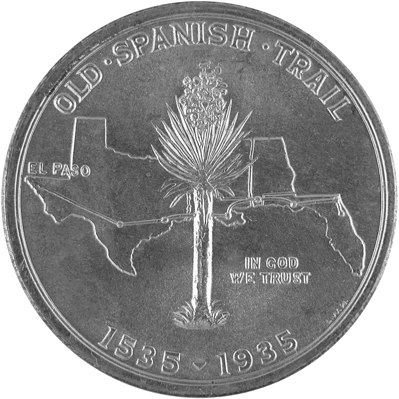 1935 Old Spanish Trail Quadricentennial Silver Half Dollar Reverse