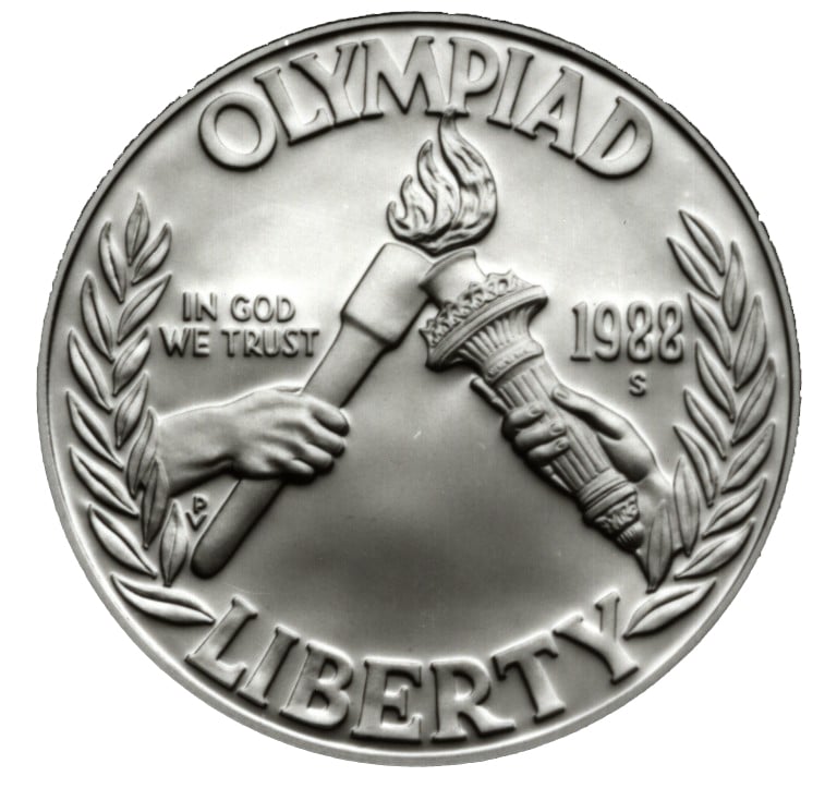1988 Olympics Seoul Korea Commemorative Silver Dollar Obverse