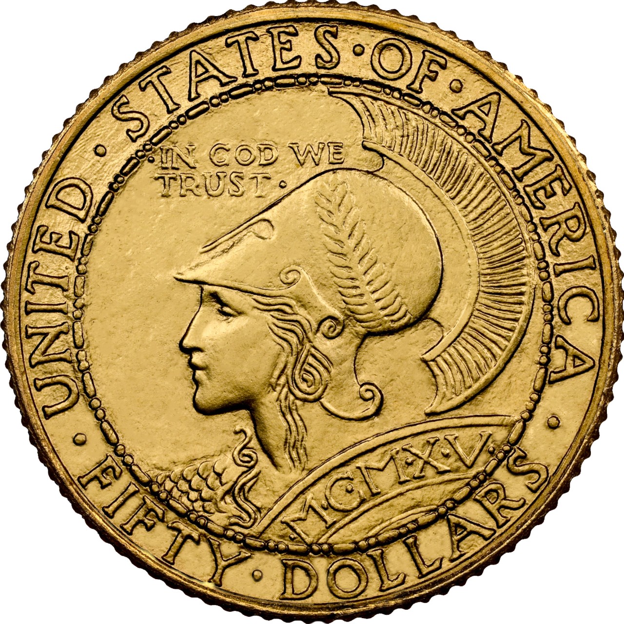 1915 Panama-Pacific Expo 50 Dollar Gold Obverse (Round)