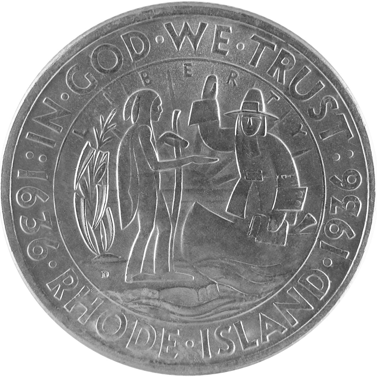 1936 Rhode Island Tercentenary Commemorative Silver Half Dollar Obverse