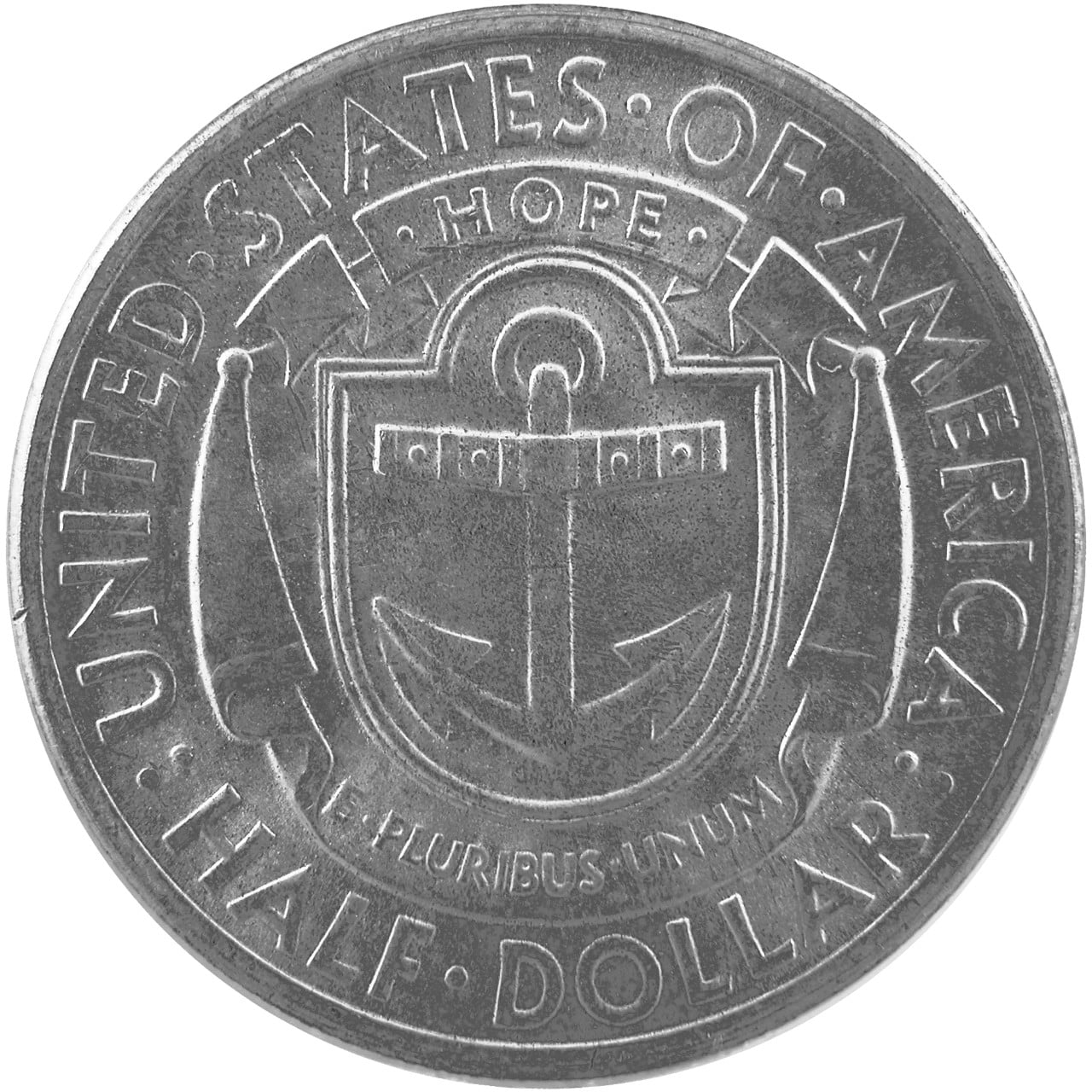1936 Rhode Island Tercentenary Commemorative Silver Half Dollar Reverse