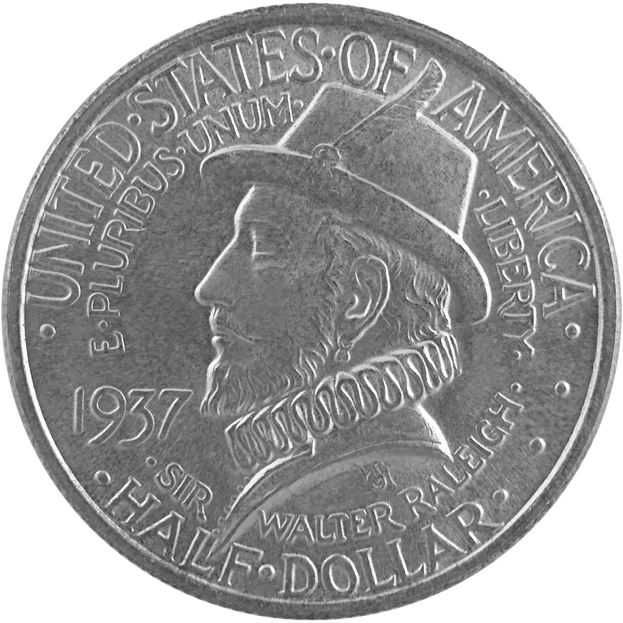 1937 Roanoke Island North Carolina Commemorative Silver Half Dollar Coin Obverse
