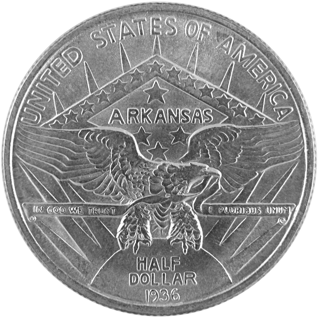 1936 Arkansas Centennial Silver Half Dollar Reverse