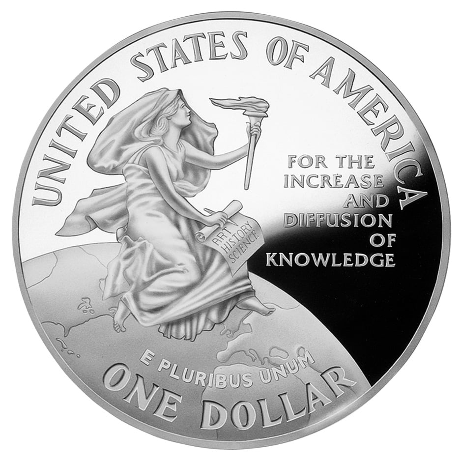 1996 Smithsonian Institution Commemorative Silver One Dollar Proof Reverse