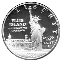 1986 Statue of Liberty Commemorative Silver Dollar Proof Obverse