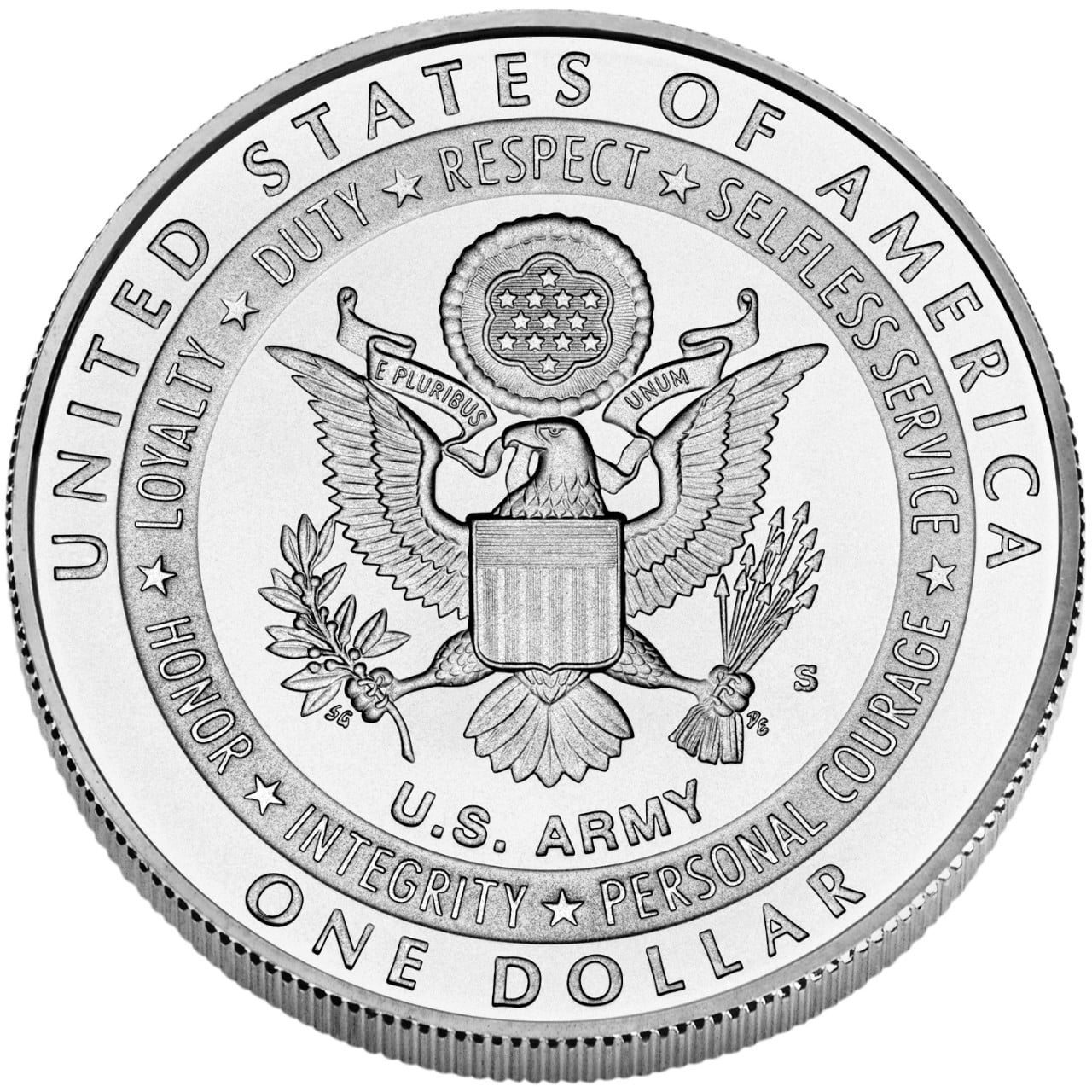 2011 United States Army Commemorative Silver One Dollar Uncirculated  Reverse