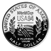 1994 World Cup Tournament Clad Half Dollar Proof Reverse
