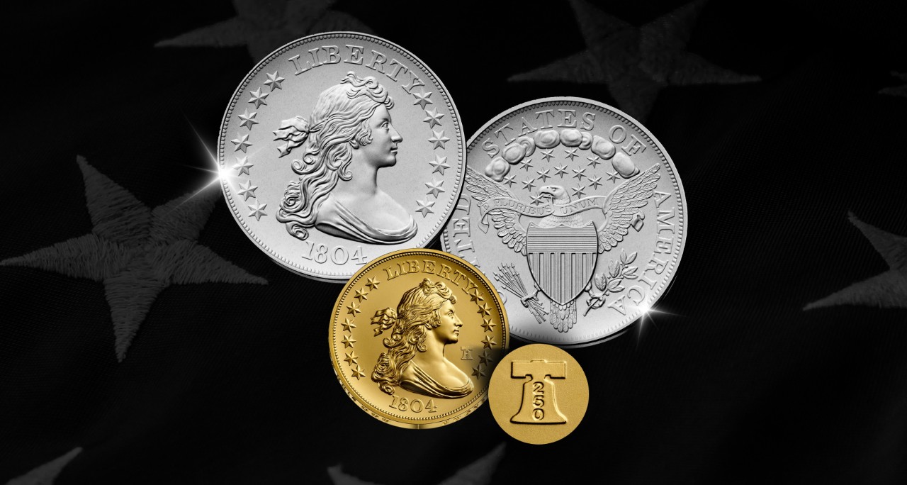1804 Silver Dollar and Gold Coin
