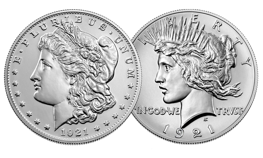 1921 Morgan and Peace Dollars