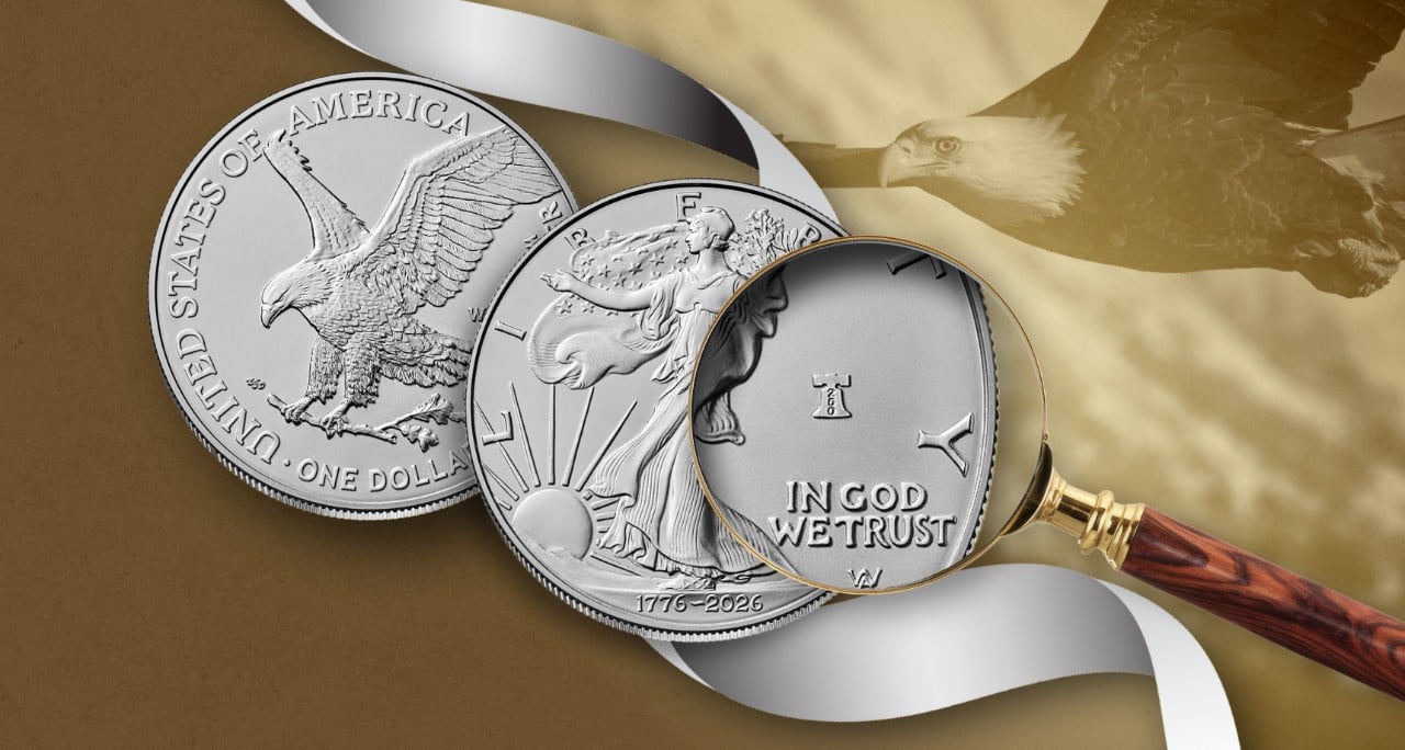 Magnifying Glass with American Eagle Coins