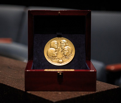 The Congressional Gold Medal for the American Fighter Aces, now held by the Smithsonian Institution. May 20, 2015. (Official Photo by Caleb Smith)