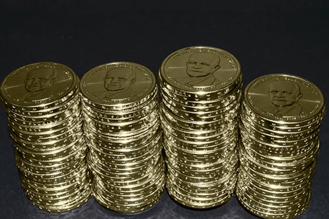 Image displaying Dwight D. Eisenhower Presidential $1 Coin edge lettering.