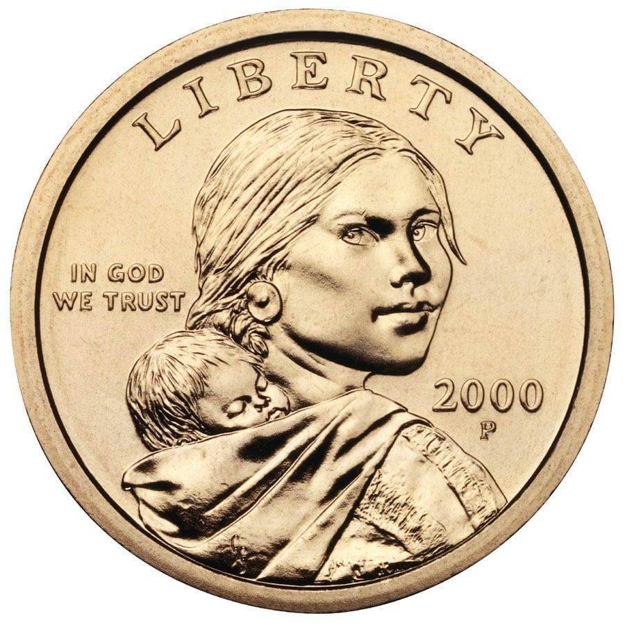 2000 Sacagawea Golden Dollar Uncirculated Obverse