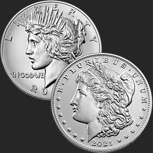 2021 Peace and Morgan Dollar obverses