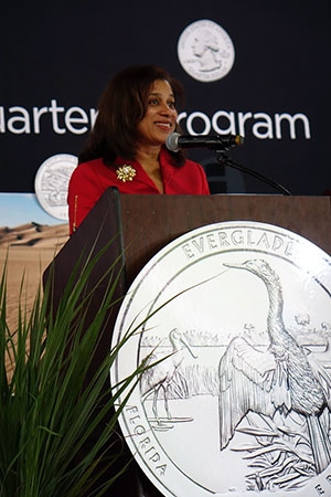 Beverly Babers speaks at the event