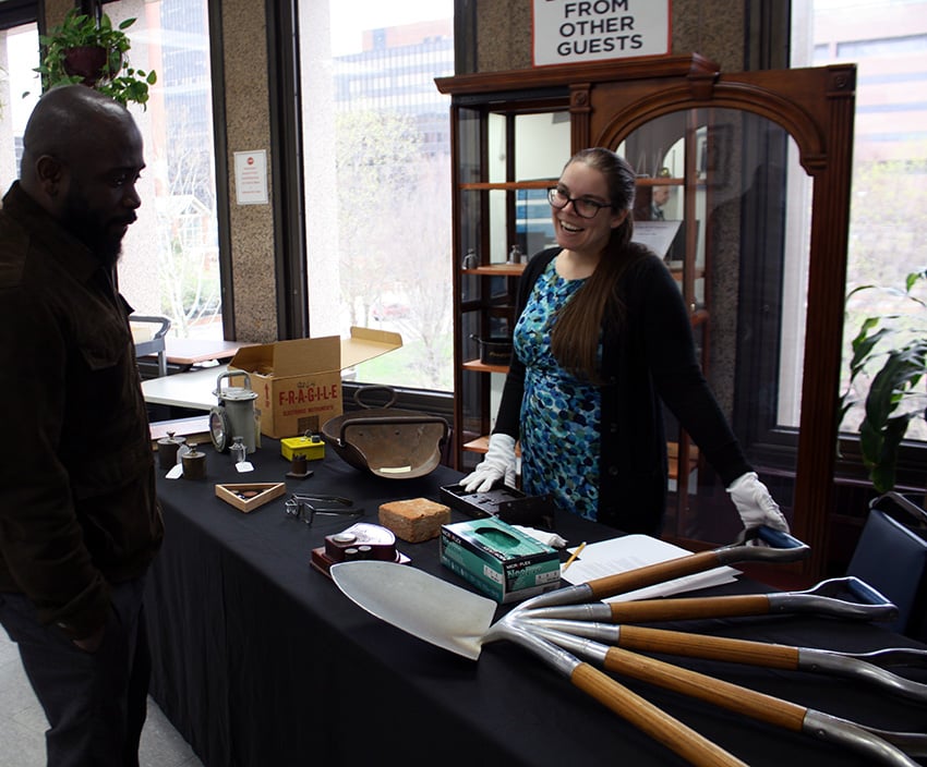 Philadelphia Mint employees with history artifacts