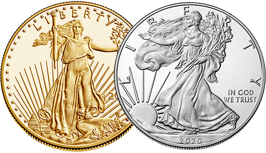 american eagle gold and silver obverses