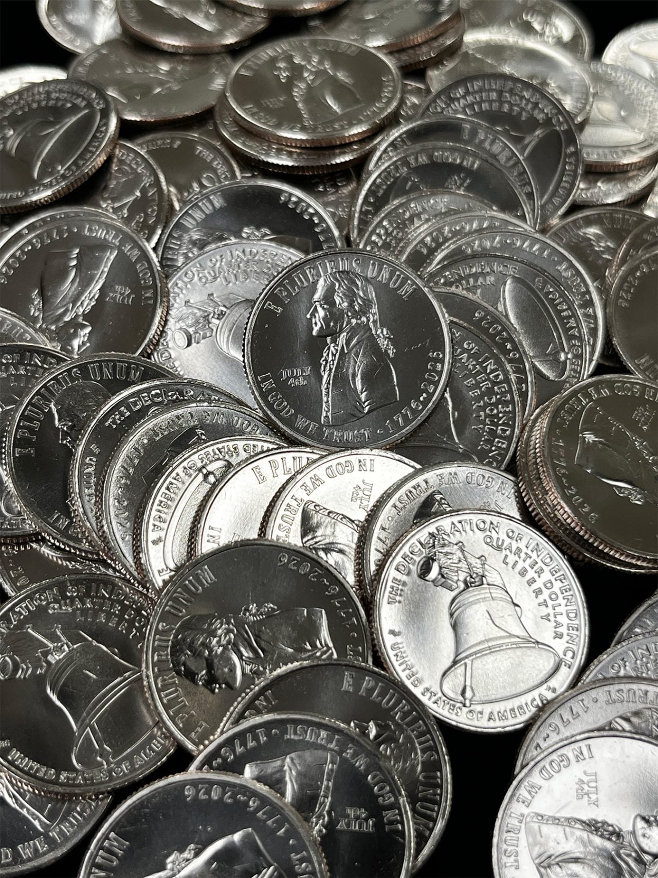 Pile of Declaration of Independence Quarters