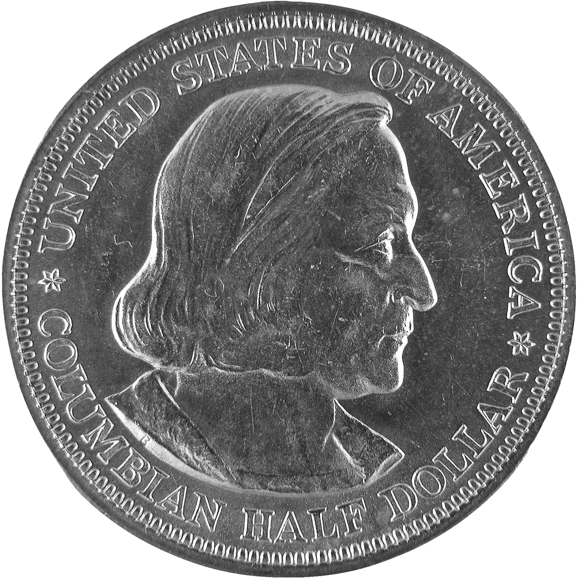 1892 Columbian Exposition Commemorative Silver Half Dollar Coin Obverse
