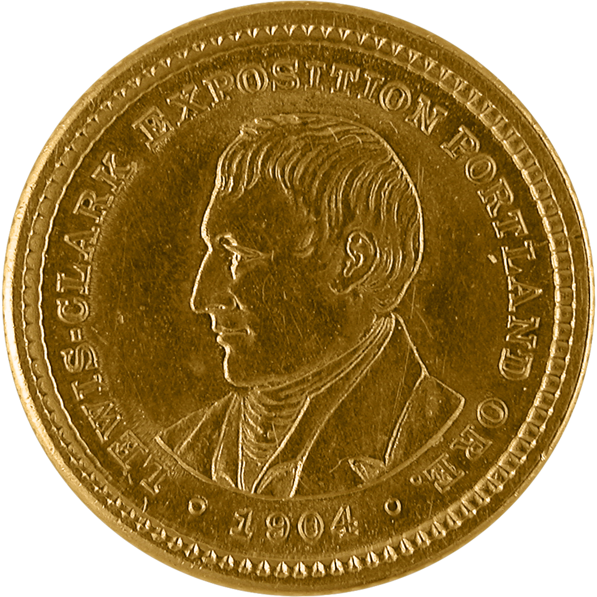 1904-05 Lewis Clark Centennial Exposition Commemorative Gold One Dollar Coin Obverse