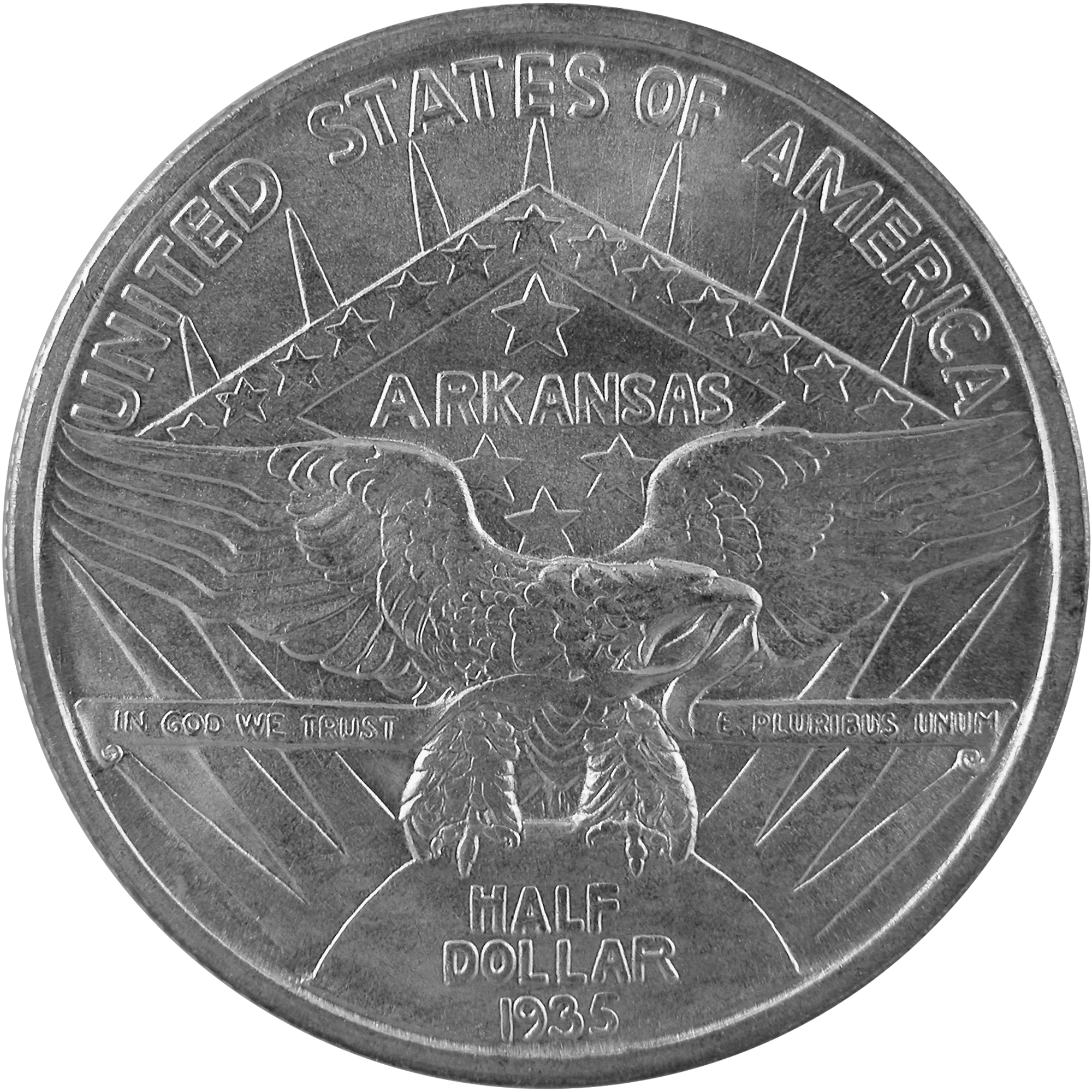 1935 Arkansas Centennial Commemorative Silver Half Dollar Coin Obverse