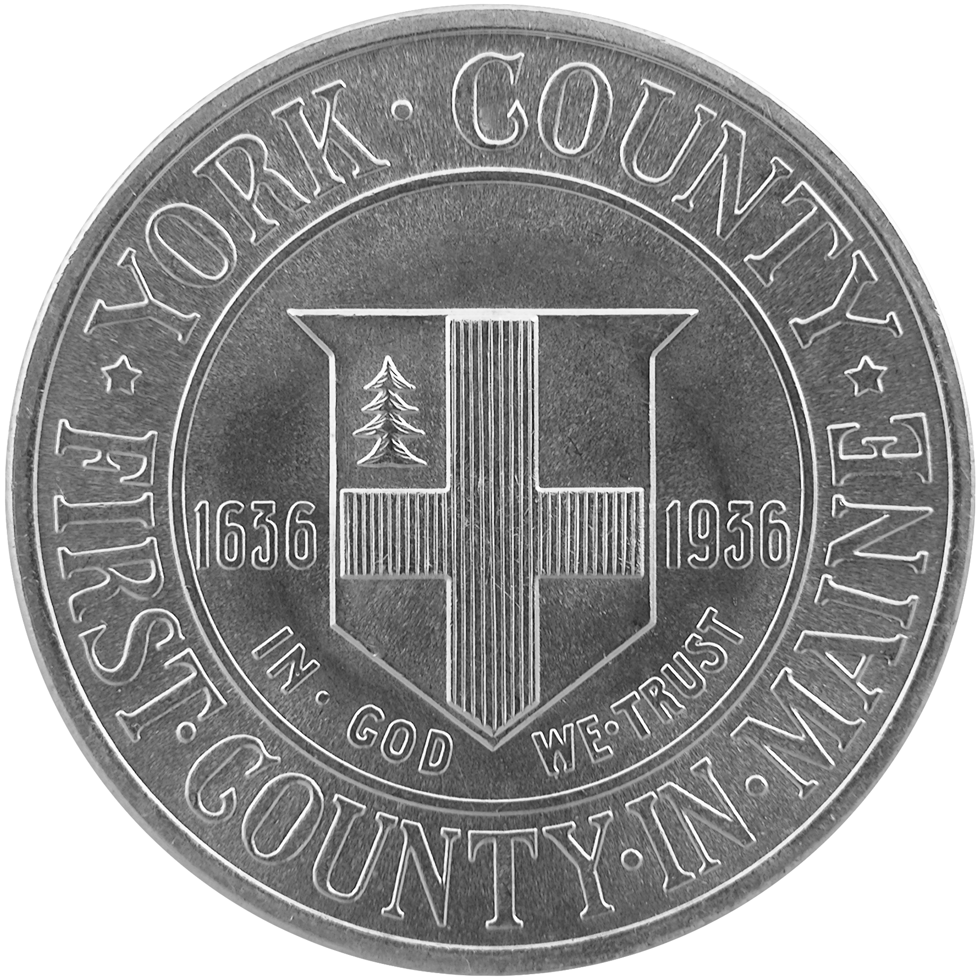 1936 York County Maine Tercentenary Commemorative Silver Half Dollar Coin Reverse