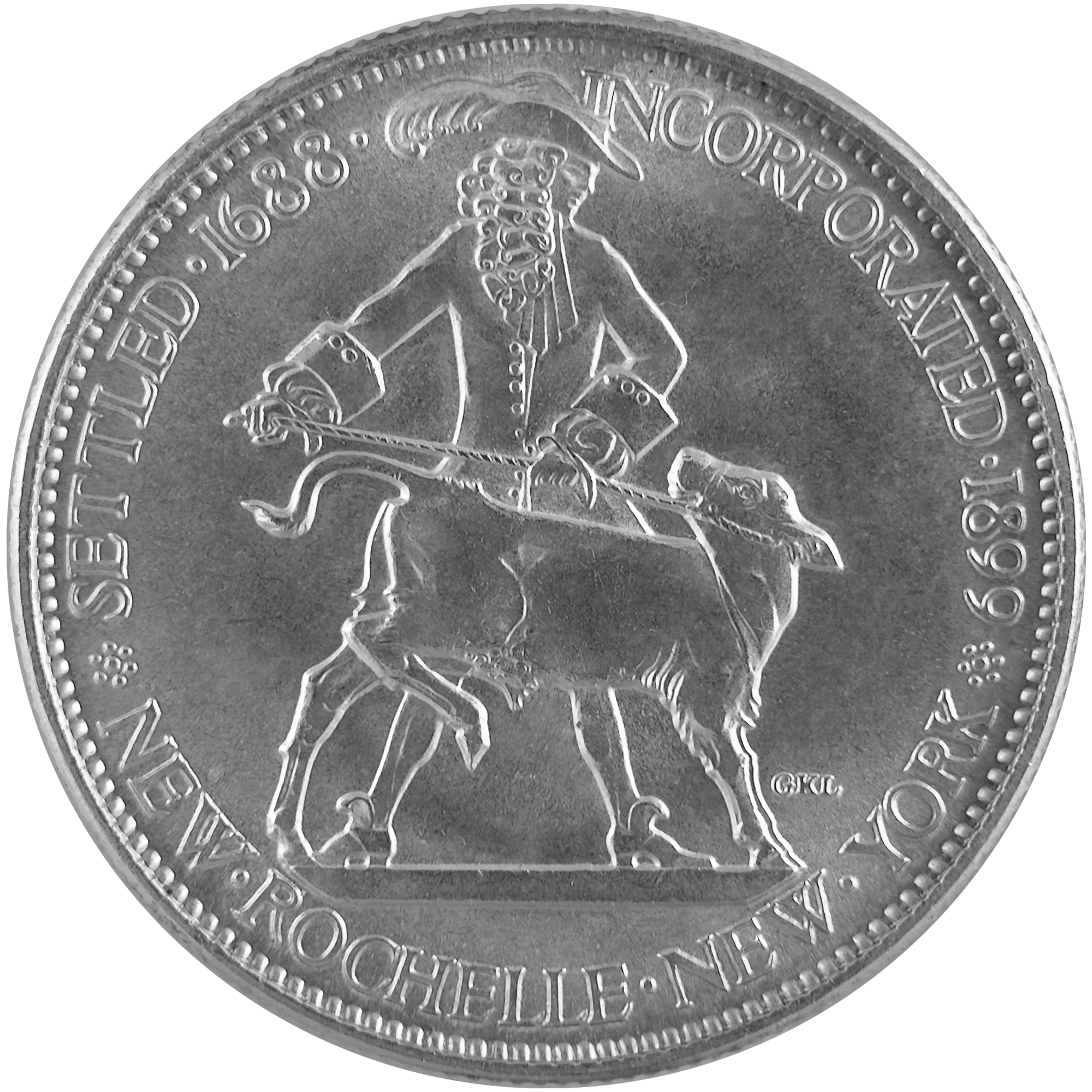 1938 New Rochelle New York Commemorative Silver Half Dollar Coin Obverse