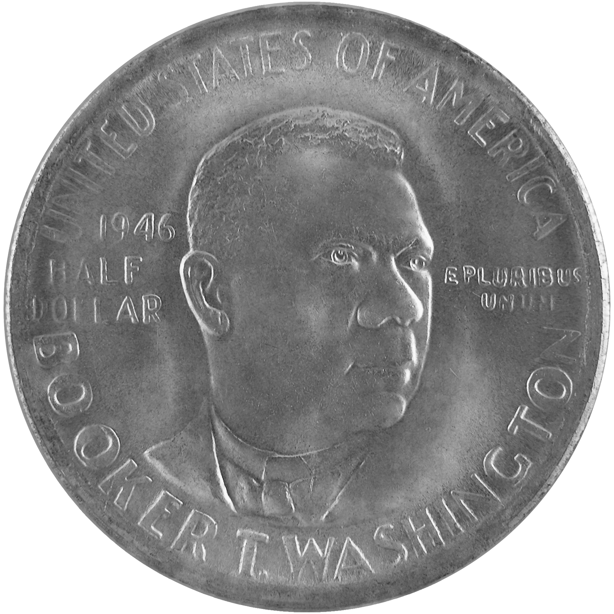 1946 Booker T. Washington Commemorative Silver Half Dollar Coin Obverse