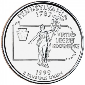 1999 50 State Quarters Coin Pennsylvania Uncirculated Reverse