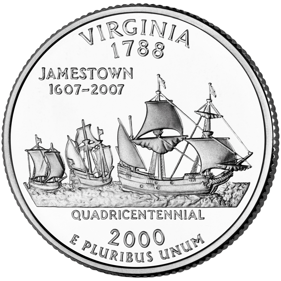 2000 50 State Quarters Coin Virginia Uncirculated Reverse