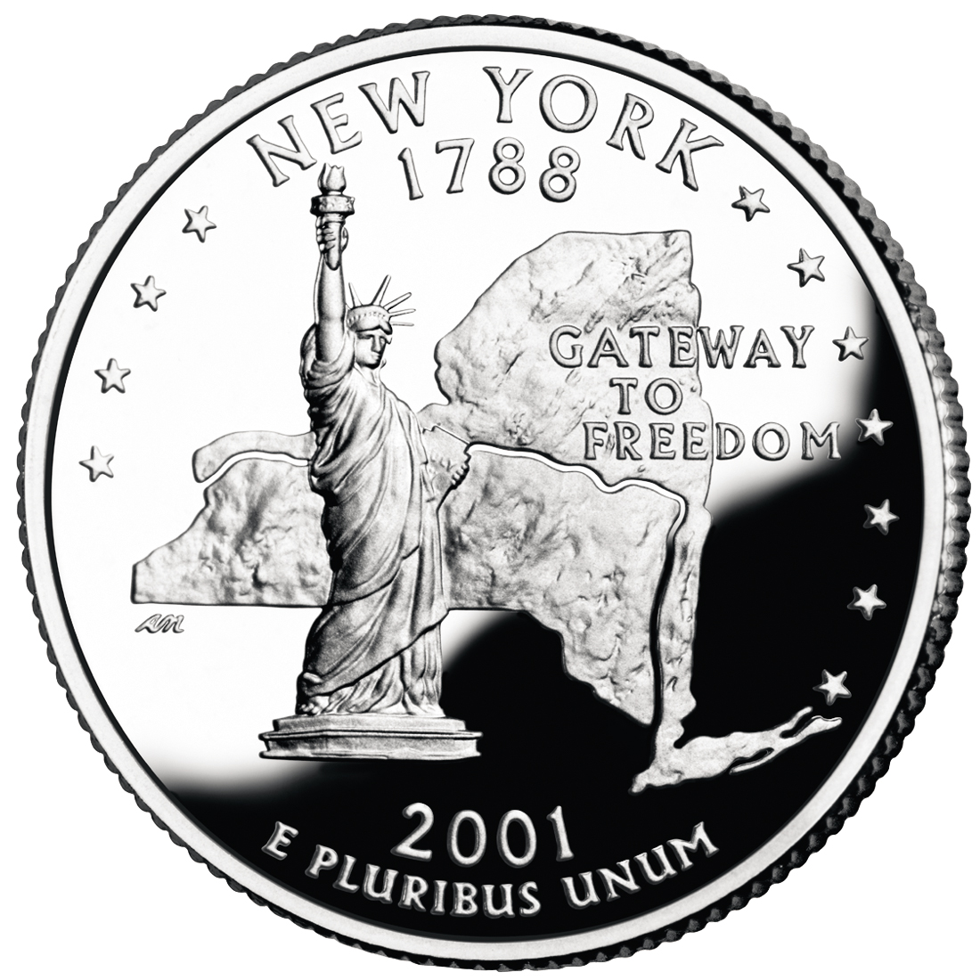 2001 50 State Quarters Coin New York Proof Reverse