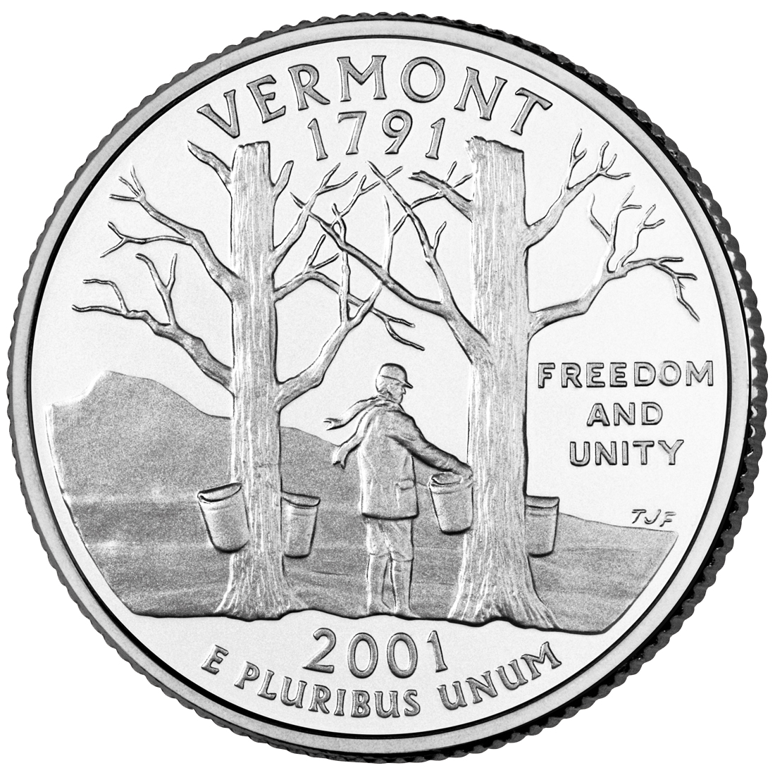 2001 50 State Quarters Coin Vermont Uncirculated Reverse