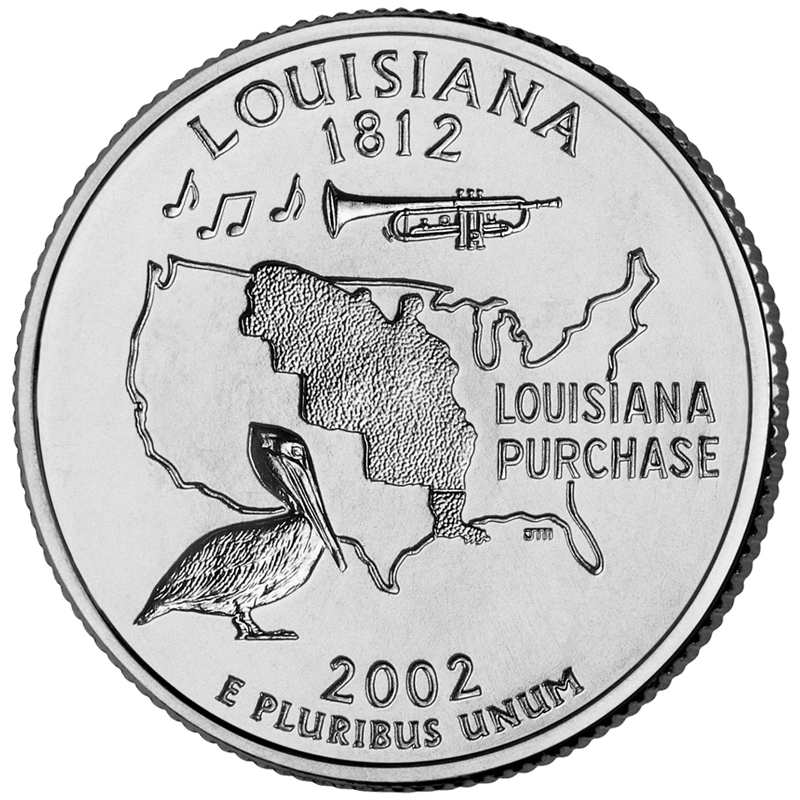 US 2002 Louisiana State Quarter BU Uncirculated Coin Simple Slide 36 Cord Bolo Tie NEW