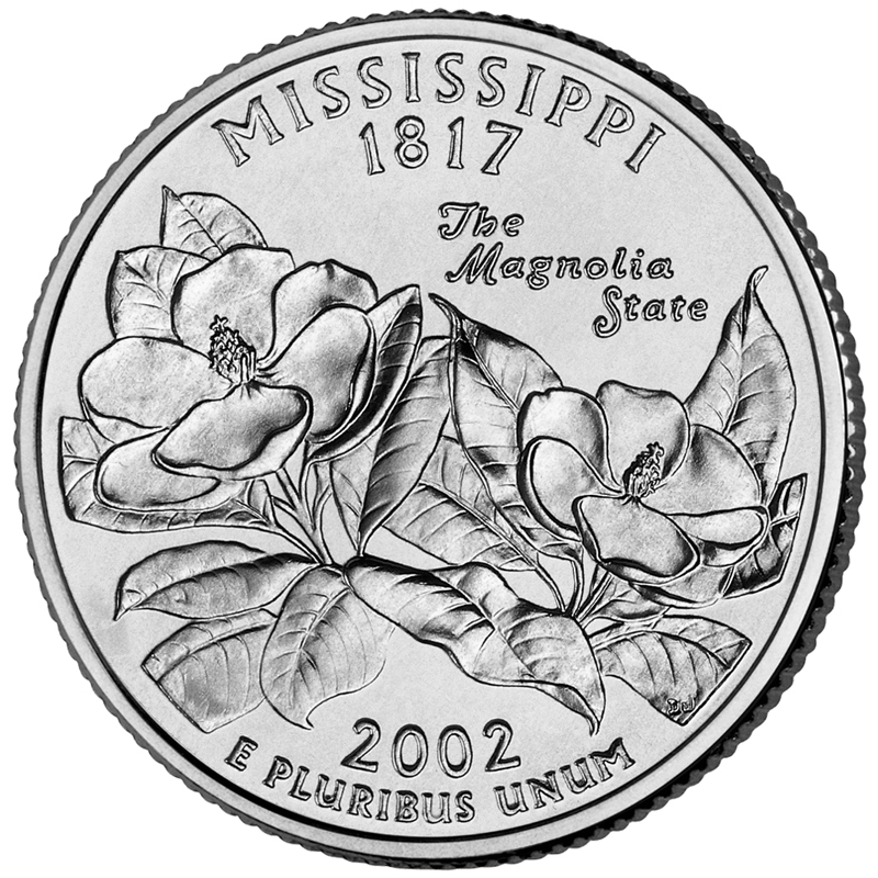 2002 50 State Quarters Coin Mississippi Uncirculated Reverse