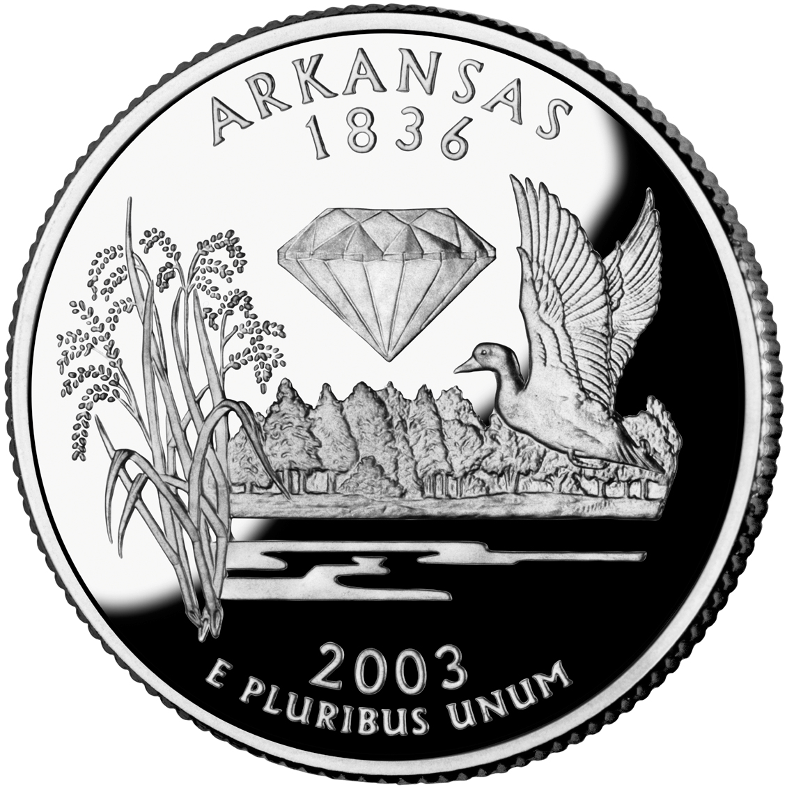 2003 50 State Quarters Coin Arkansas Proof Reverse