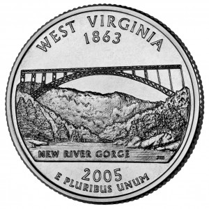 2005 D West Virginia Statehood Quarter Uncirculated from an OBW Roll Ships Free