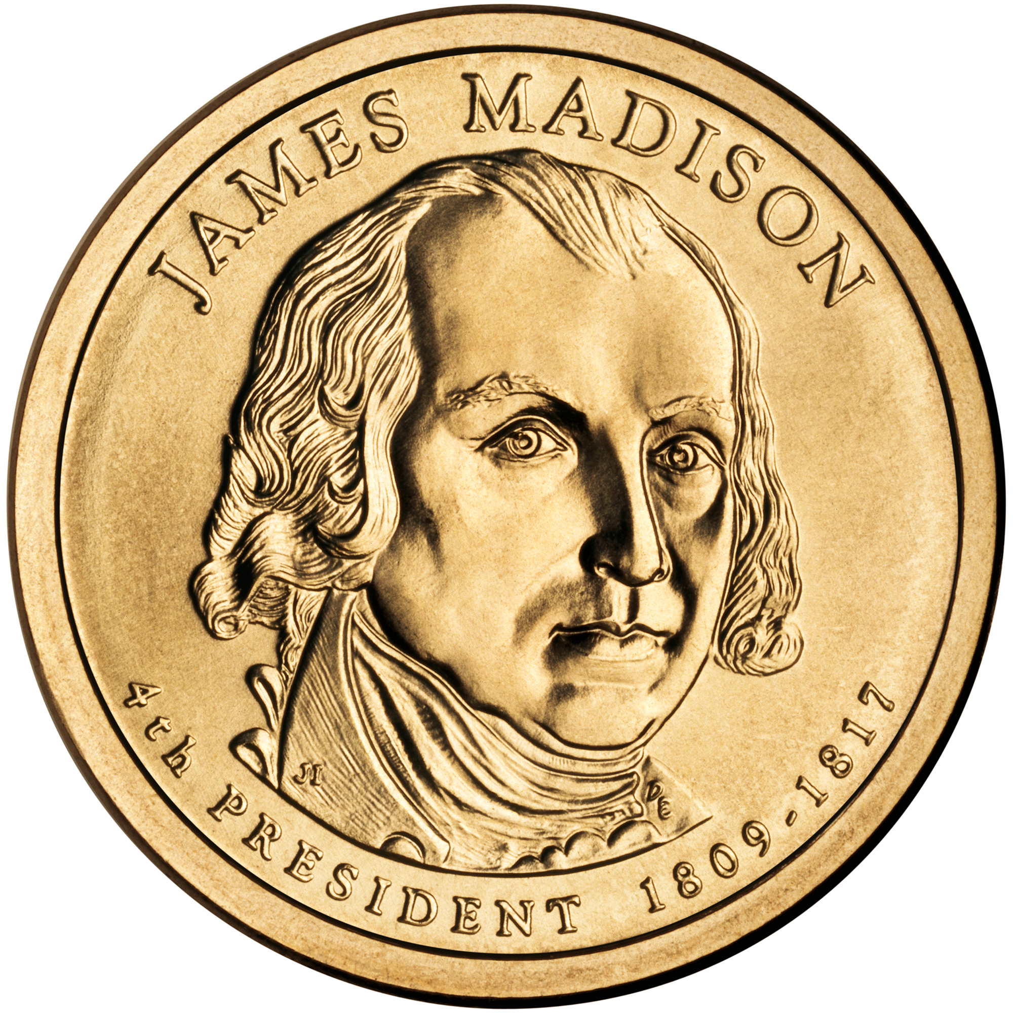 2007 Presidential Dollar Coin James Madison Uncirculated Obverse