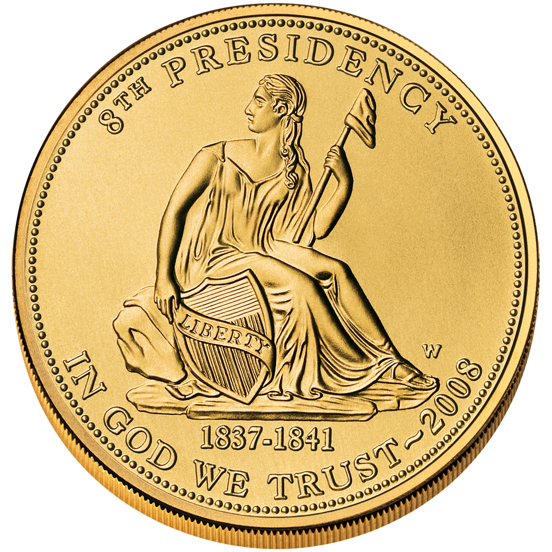 2008 First Spouse Gold Coin Van Buren Liberty Uncirculated Obverse
