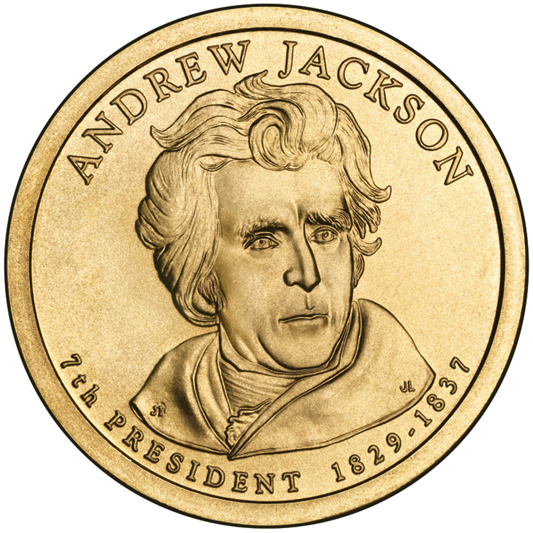 2008 Presidential Dollar Coin Andrew Jackson Uncirculated Obverse