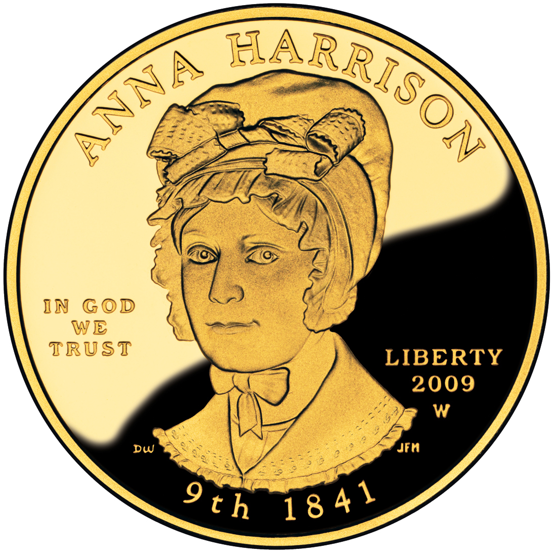 2009 First Spouse Gold Coin Anna Harrison Proof Obverse