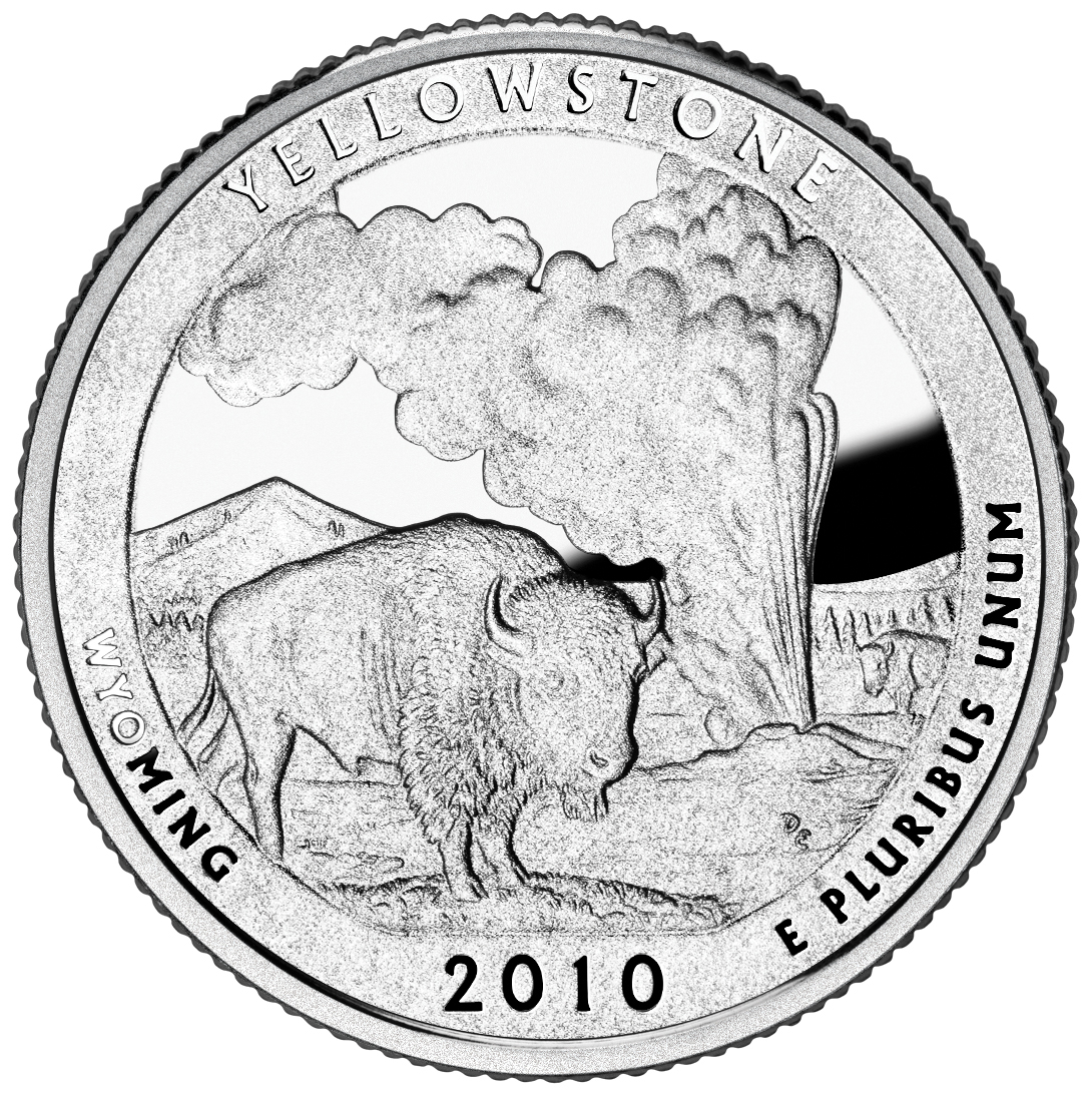 2010 America The Beautiful Quarters Coin Yellowstone Wyoming Proof Reverse