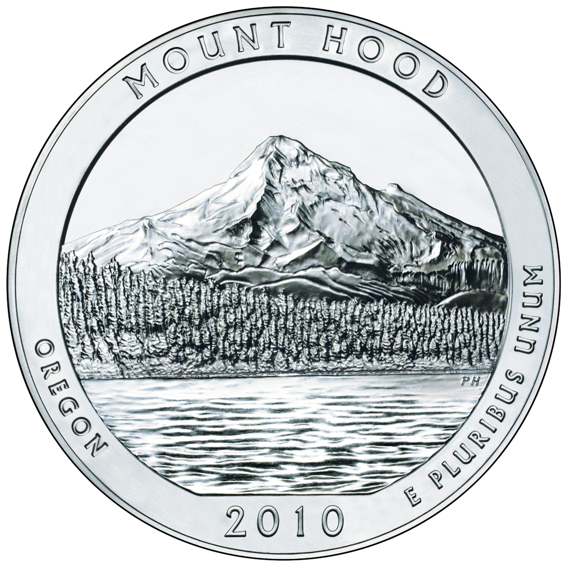2010 America The Beautiful Quarters Five Ounce Silver Bullion Coin Mount Hood Oregon Reverse